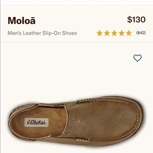Men’s OluKai Moloa brown leather, adjustable heal.